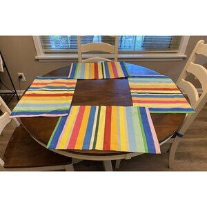 AMAN Placemats Cotton Colorful Striped Fiesta Summer Table Linens